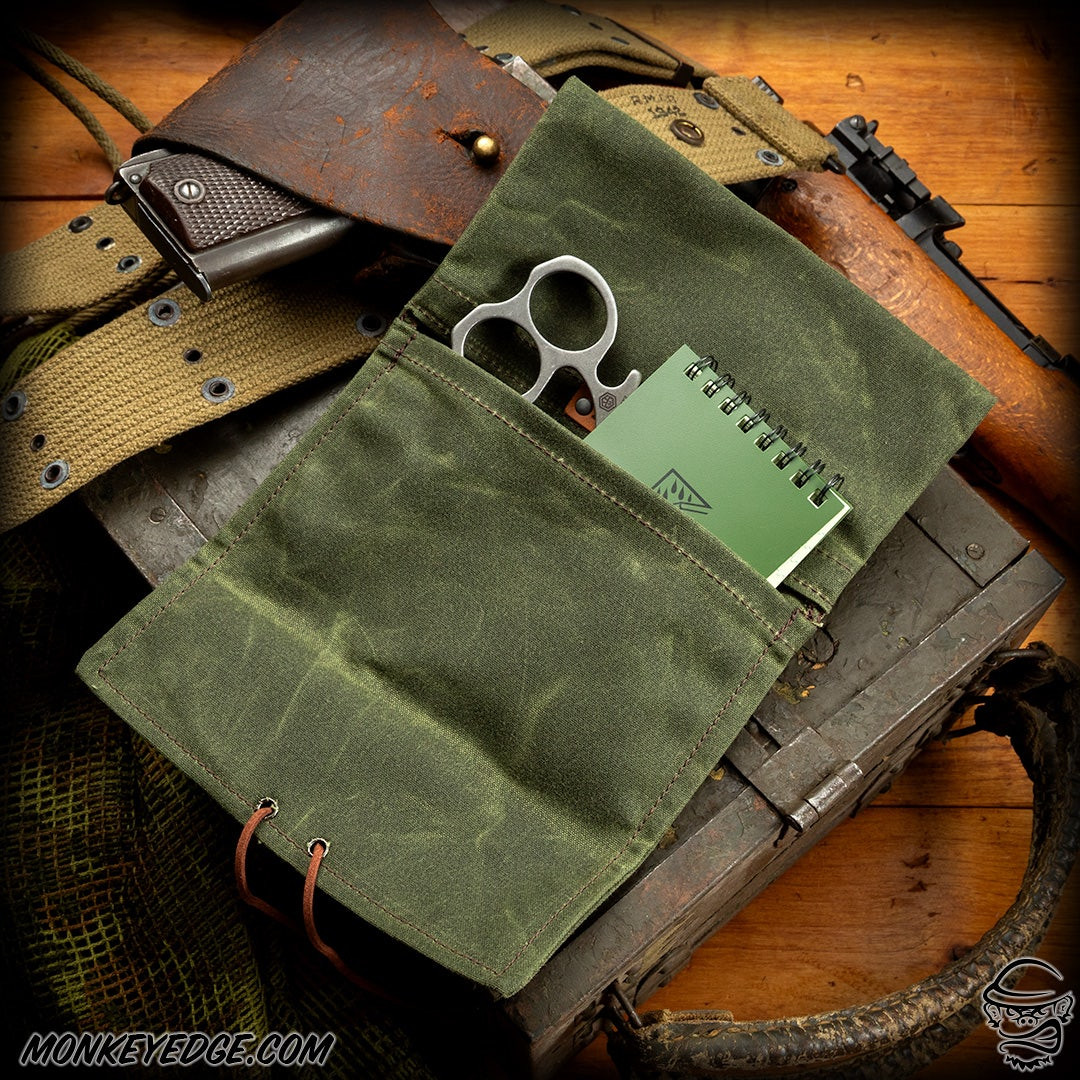Monkey Edge - PNW Bushcraft Roll Up Pouch: Waxed Canvas - OD Green