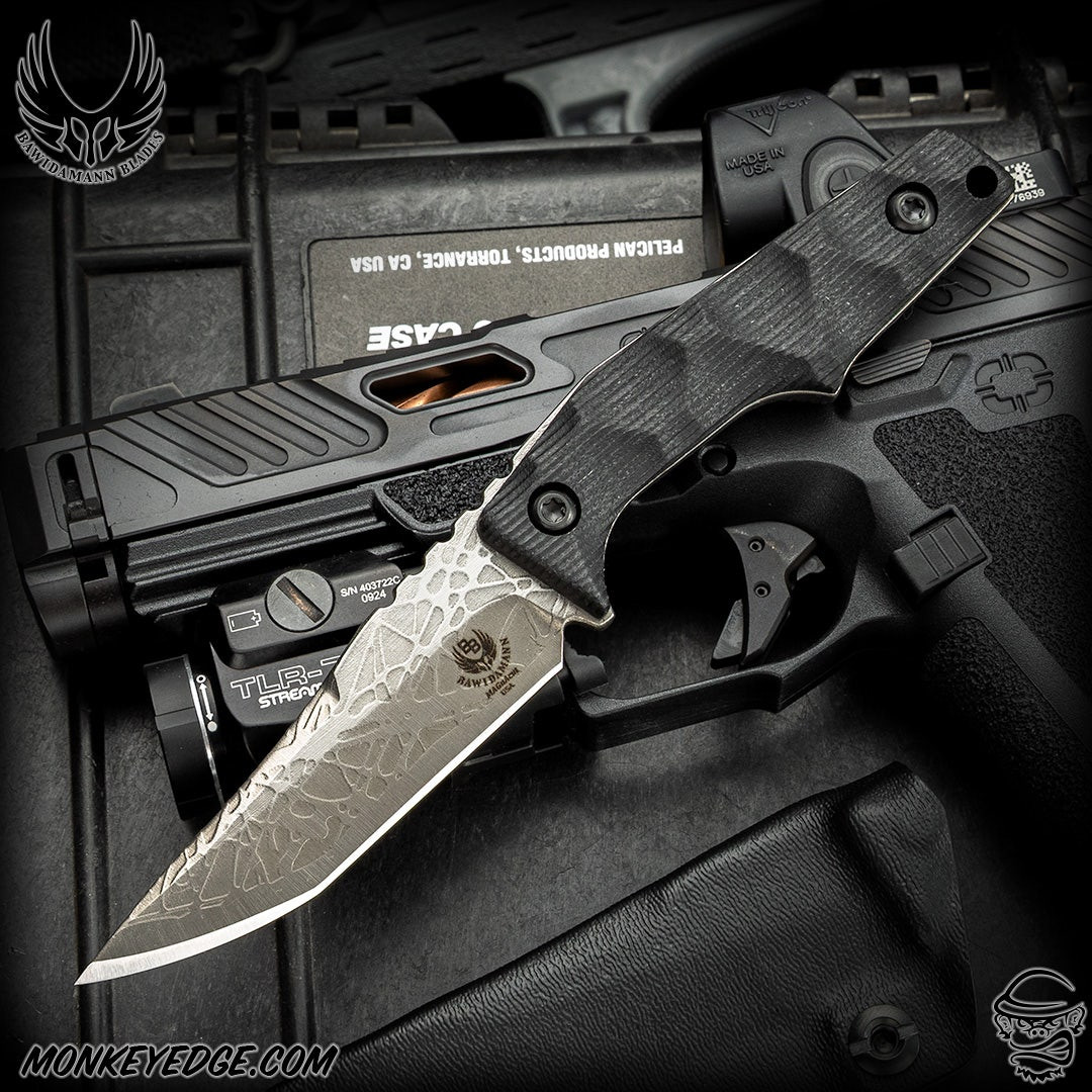 Monkey Edge - Bawidamann Blades: EB-9 - Acid Etched/Quicksilver