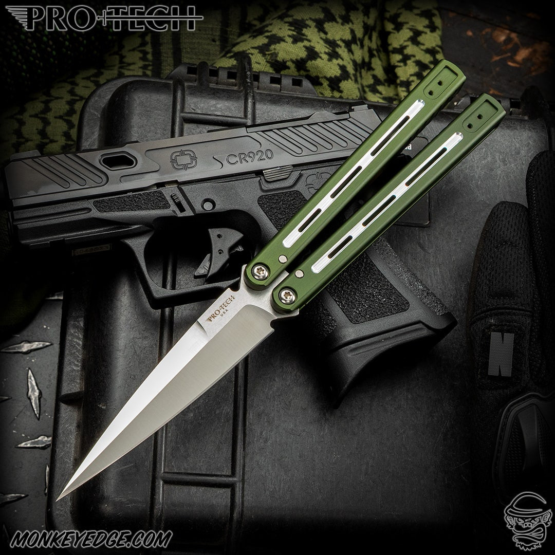 Monkey Edge - Pro-Tech Knives: FlyFather - Satin/Green