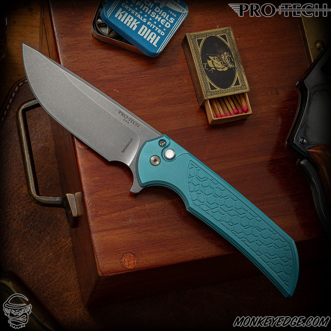 Monkey Edge - Pro-Tech Knives: Mordax - Stonewashed/Tiffany Blue