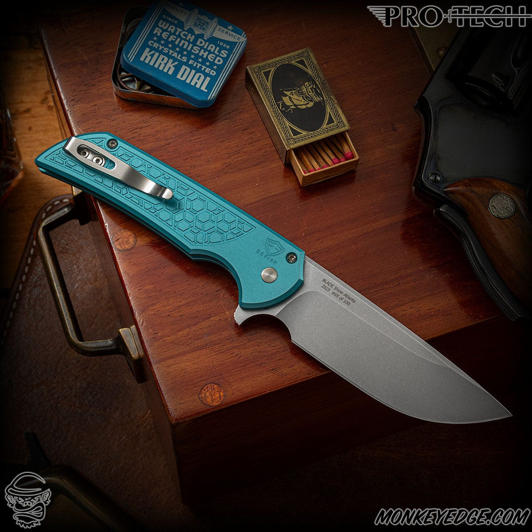 Monkey Edge - Pro-Tech Knives: Mordax - Stonewashed/Tiffany Blue