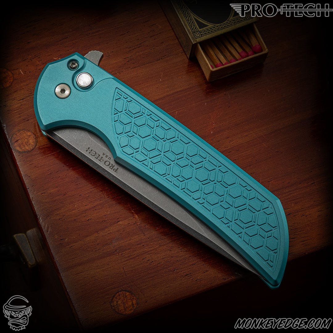 Monkey Edge - Pro-Tech Knives: Mordax - Stonewashed/Tiffany Blue