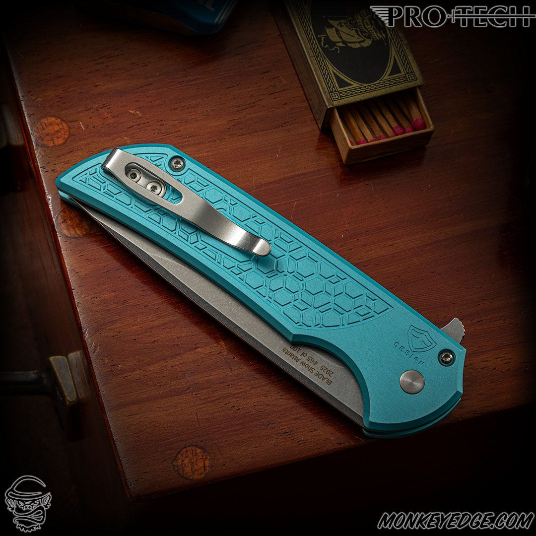 Monkey Edge - Pro-Tech Knives: Mordax - Stonewashed/Tiffany Blue