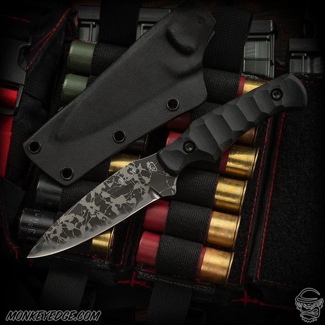 kiku☆ Monkey Edge - Kiku Matsuda Knives: Kobanzame - Acid Washed/Black G10