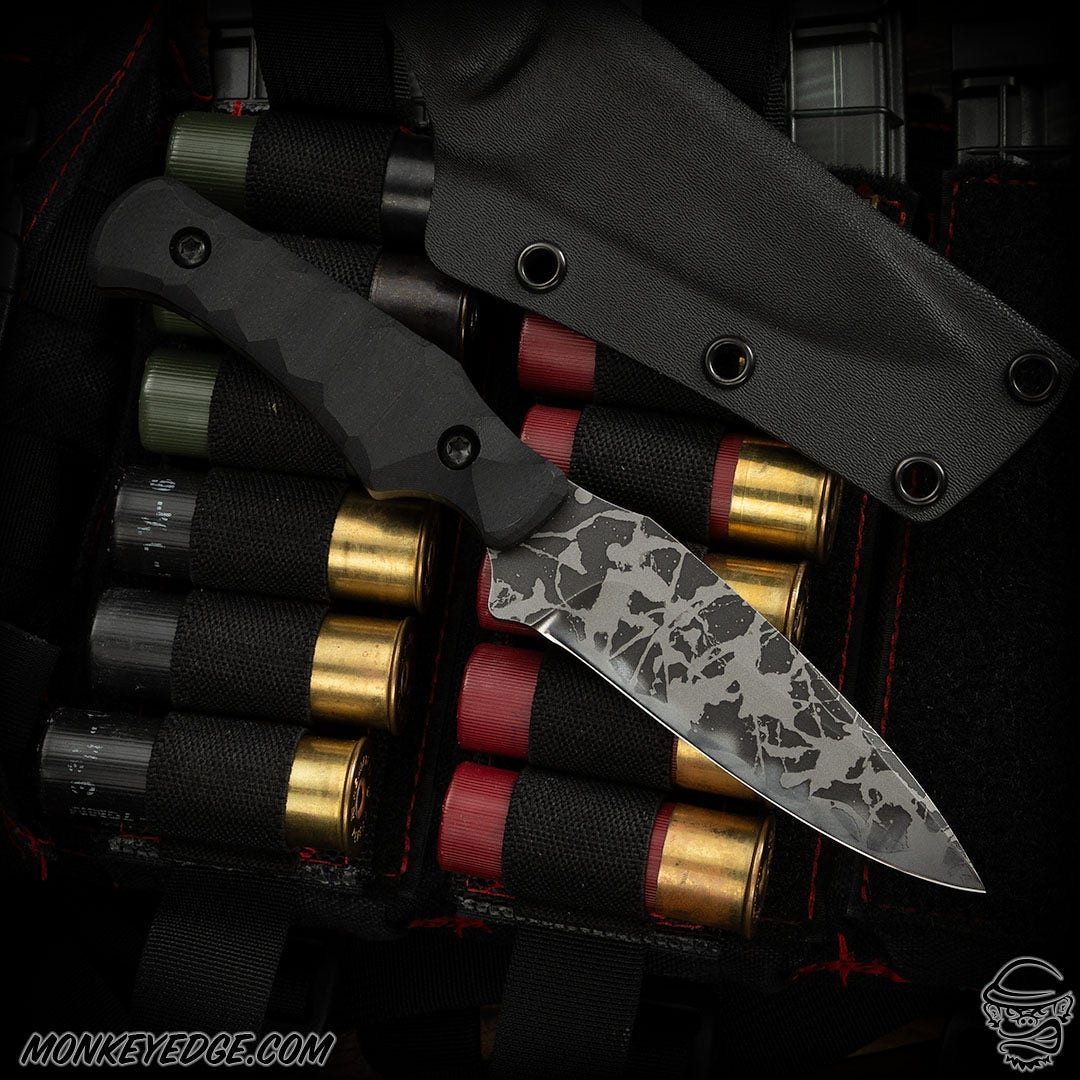 Monkey Edge - Kiku Matsuda Knives: Kobanzame - Acid Washed/Black G10