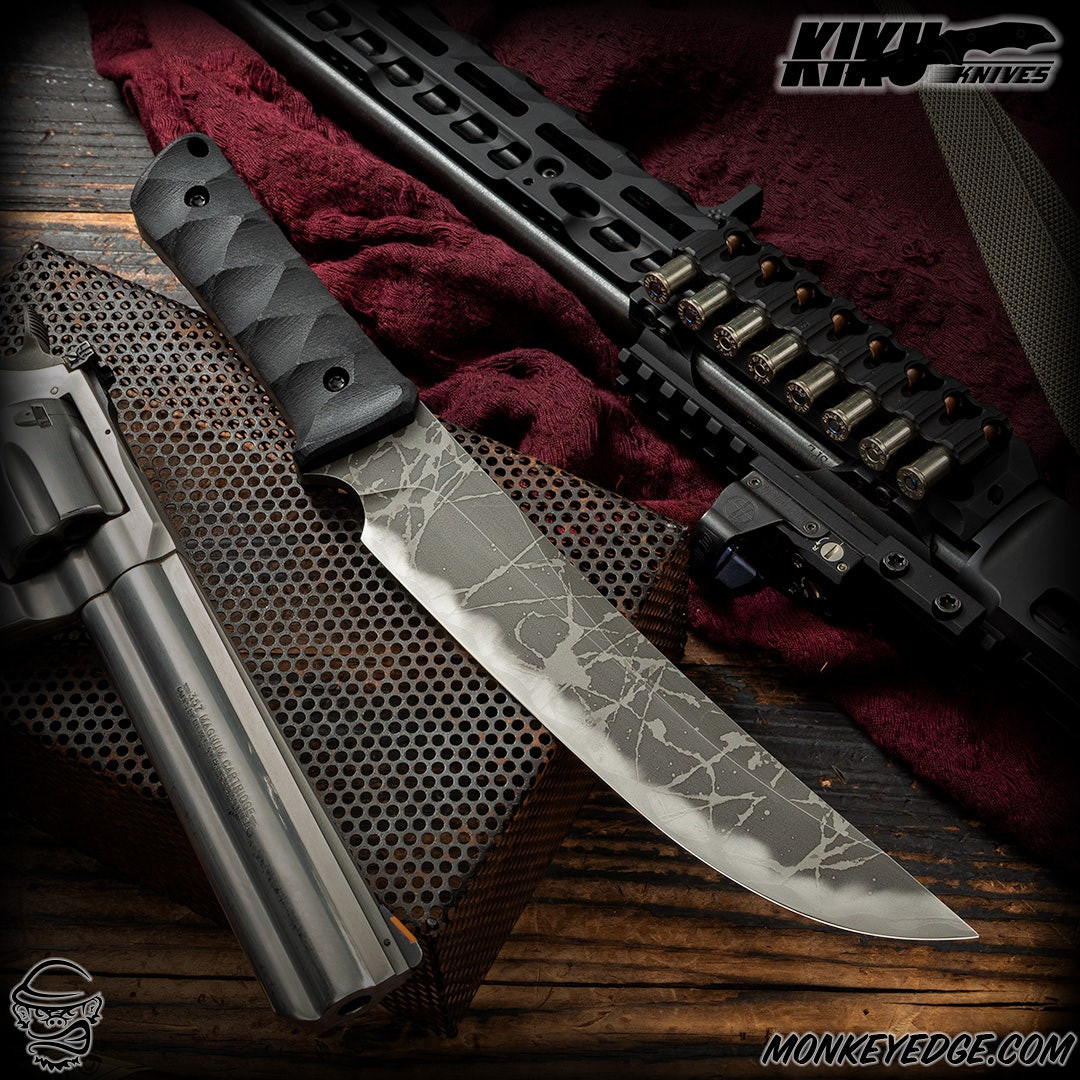 Monkey Edge - Kiku Matsuda Knives: Okehazama - Acid Washed/Black G10