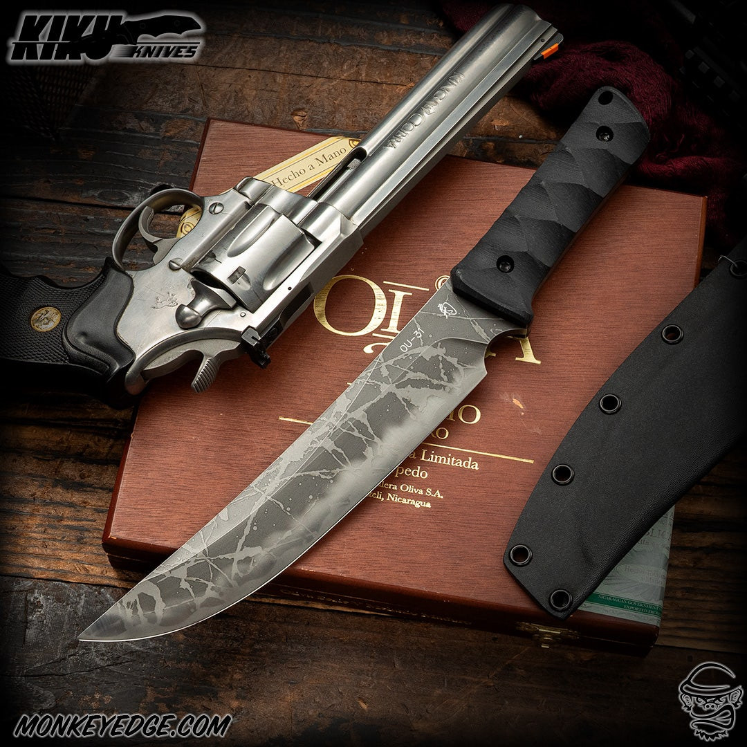Monkey Edge - Kiku Matsuda Knives: Okehazama - Acid Washed/Black G10
