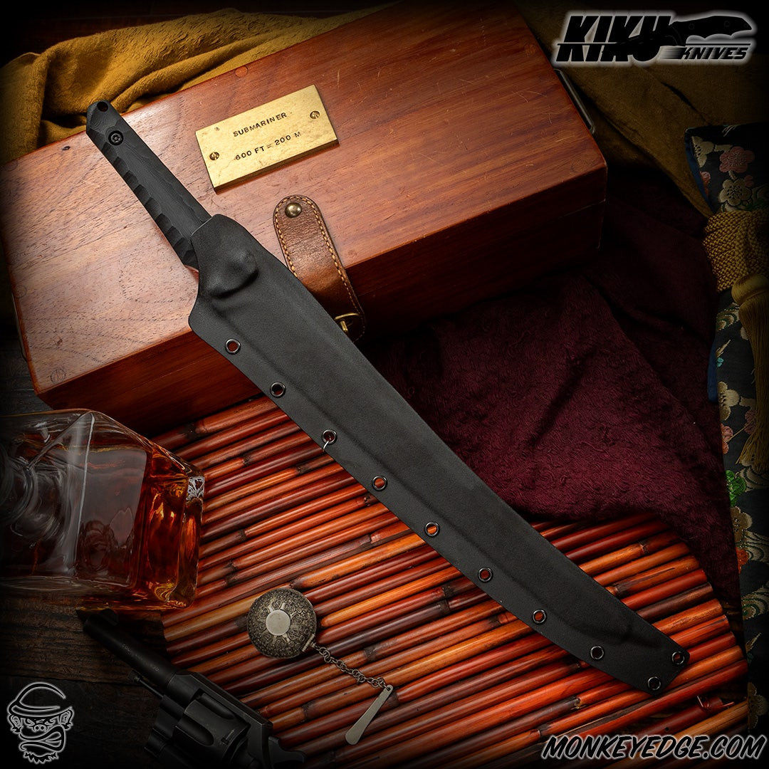 Monkey Edge - Kiku Matsuda Knives: Wakizashi - Acid Washed/Black G10