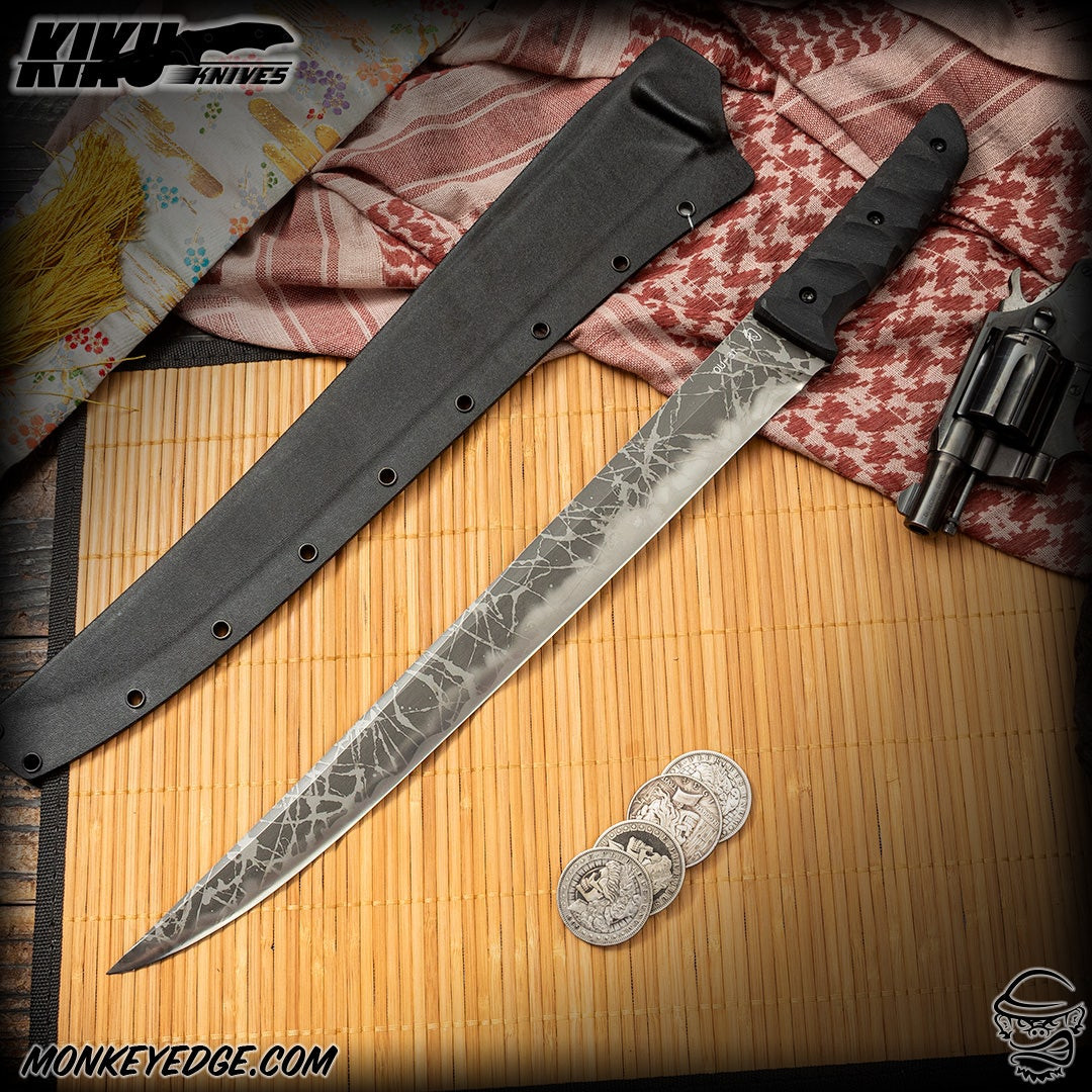Monkey Edge - Kiku Matsuda Knives: Kagemusha - Acid Washed/Black G10