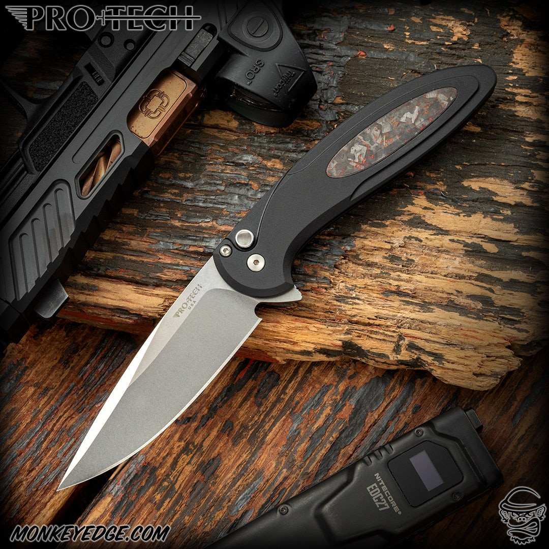 Monkey Edge - Pro-Tech Knives: Cambria 2 - Stonewashed/Black w