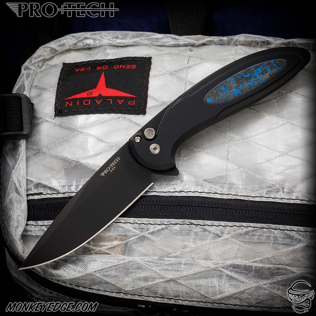 Monkey Edge - Pro-Tech Knives: Cambria 2 - Black/Black w/Blue