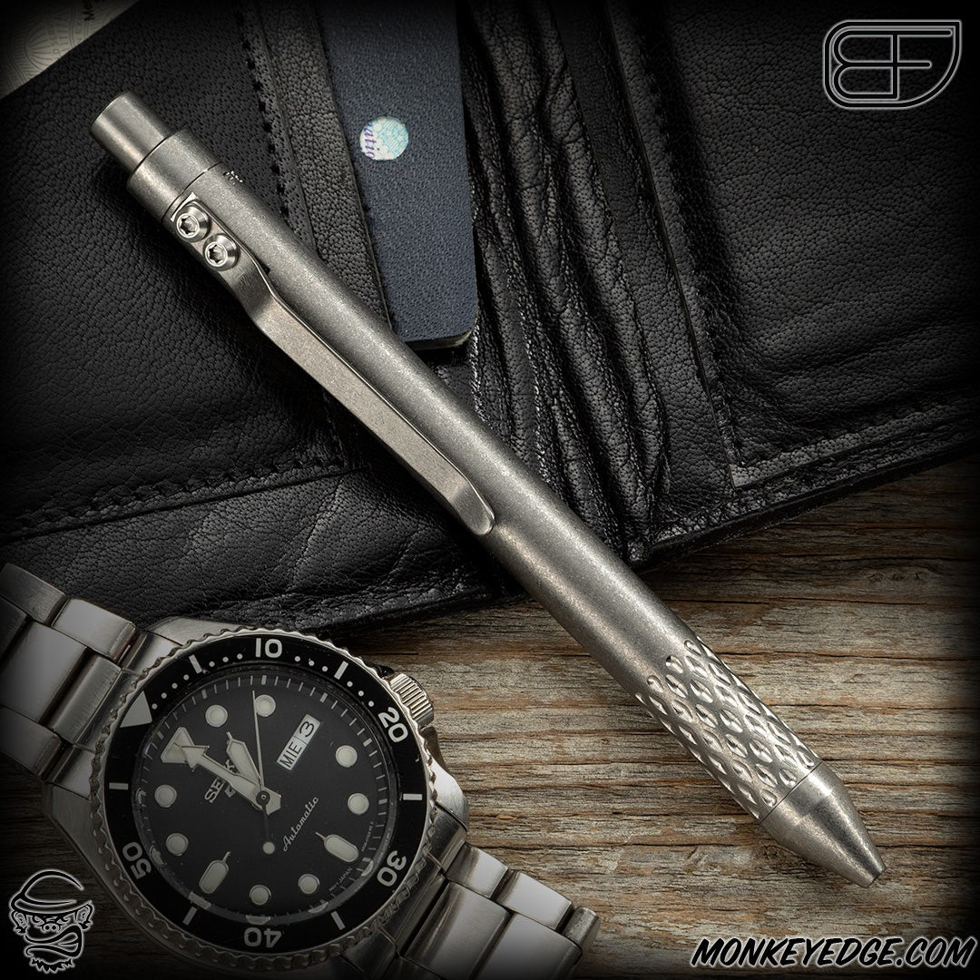 Monkey Edge - Fellhoelter TiCkler Pen V1 - Titanium Tumbled w/Drip Tip