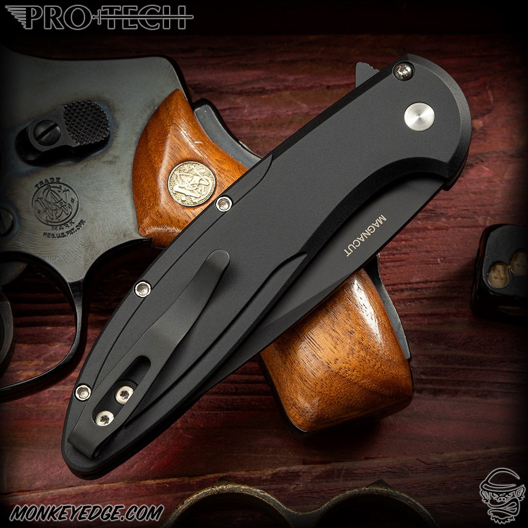 Monkey Edge - Pro-Tech Knives: Cambria 2 - Black/Black w/Maple