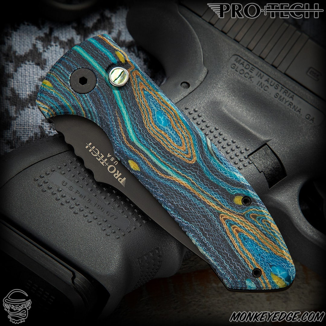 Mc e マックジョージ スキッパーポロ 織柄 ダークネイビー 50 Monkey Edge - Pro-Tech Knives: SBR (Les George Design) - Black