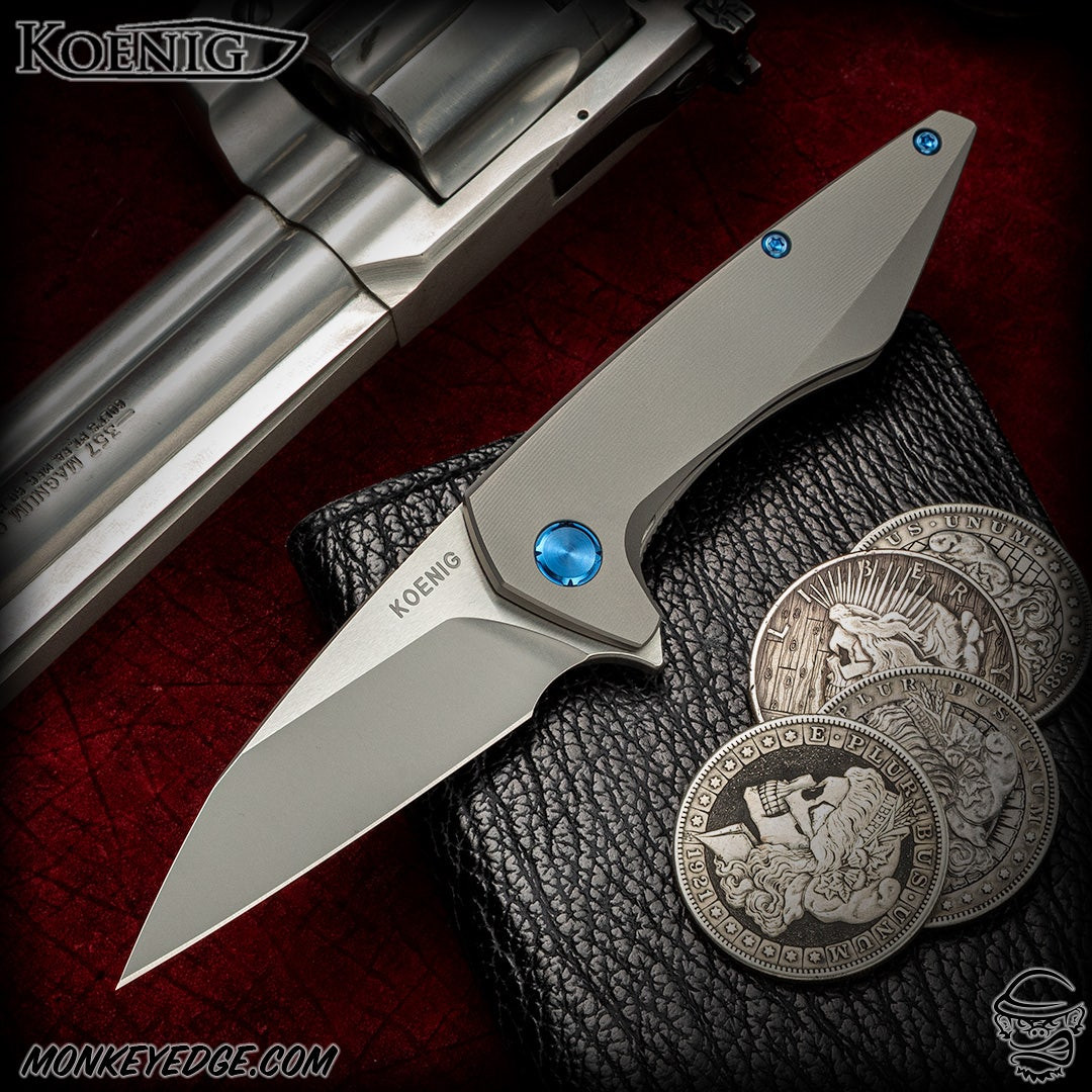 Monkey Edge - Koenig Knives: Mini Goblin - Two Tone/Blasted w/Blue