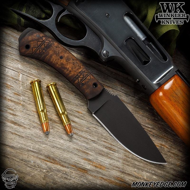 70〜80s USA フィッシング トラウト 木製オブジェ Monkey Edge - Winkler Knives Fixed: Woodsman