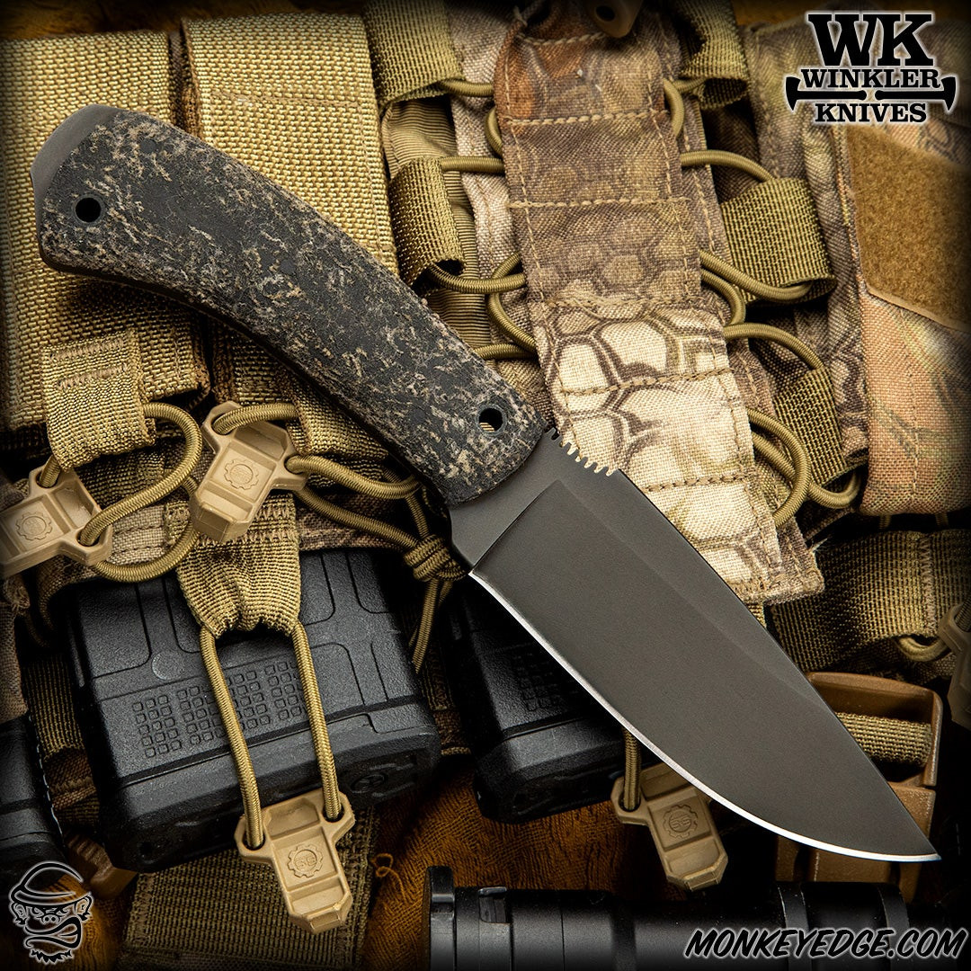 70〜80s USA フィッシング トラウト 木製オブジェ Monkey Edge - Winkler Knives Fixed: Woodsman