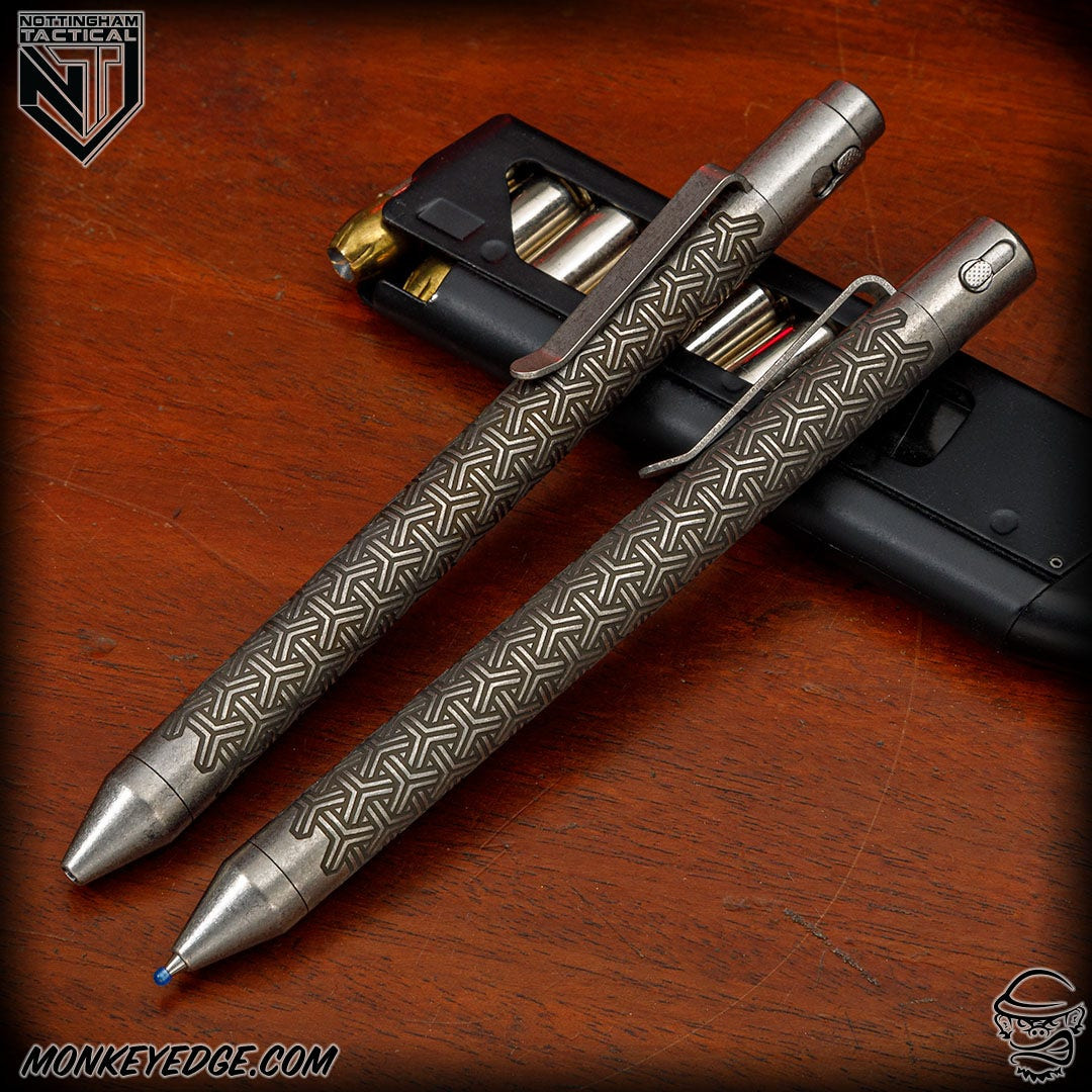 Monkey Edge - Nottingham Tactical Pen: G2 Full Size - Titanium Two