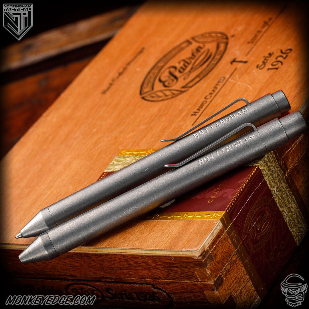 Nottingham Tactical ボールペン ボルトアクション Monkey Edge - Nottingham Tactical Pen: Titanium Tumbled Smoothie