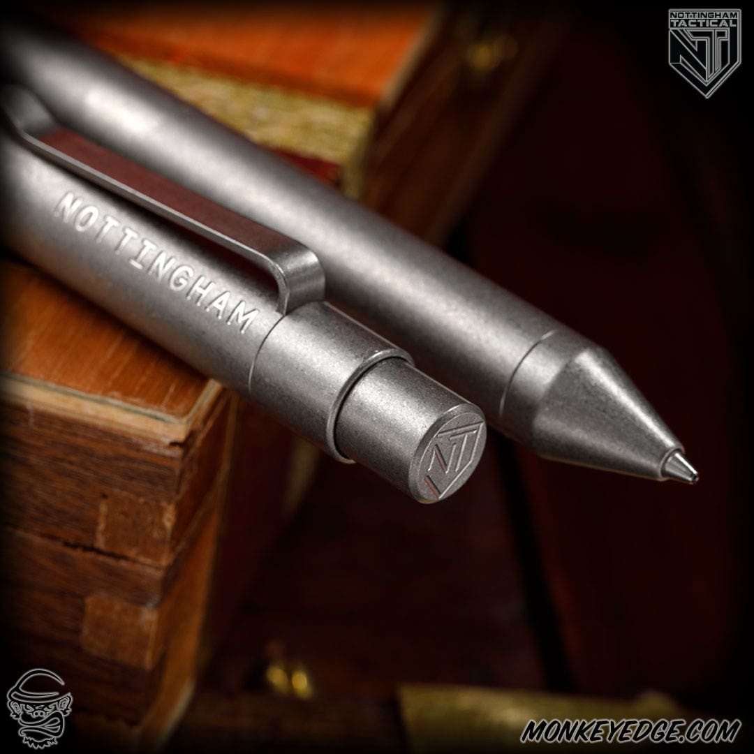 Monkey Edge - Nottingham Tactical Pen: Titanium Tumbled Smoothie