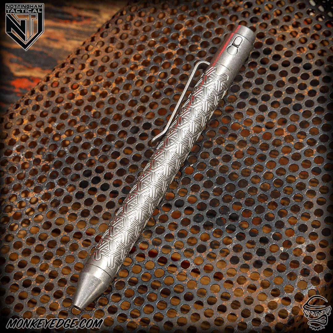 Monkey Edge - Nottingham Tactical Pen: Titanium Tumbled YKNOTT