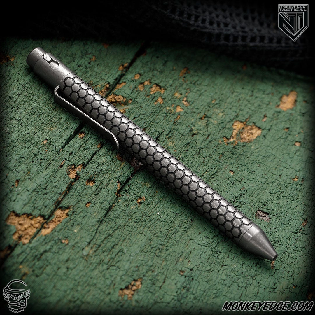 Monkey Edge - Nottingham Tactical Pen: G2 Full Size - Titanium Two