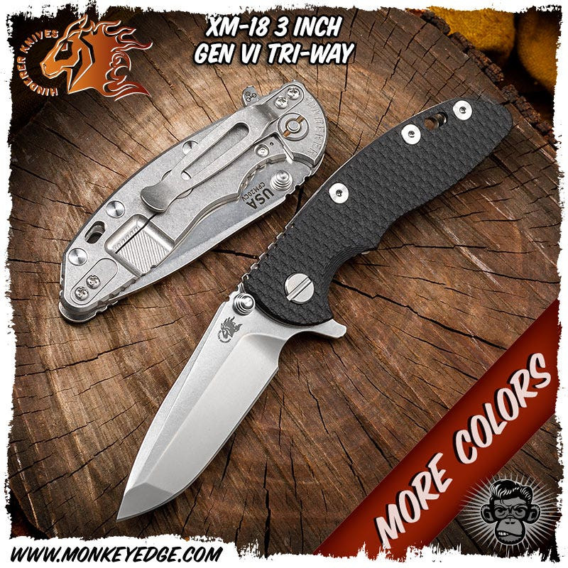 Monkey Edge - Hinderer Knives: XM-18 3 inch Spanto w/Tri-Way