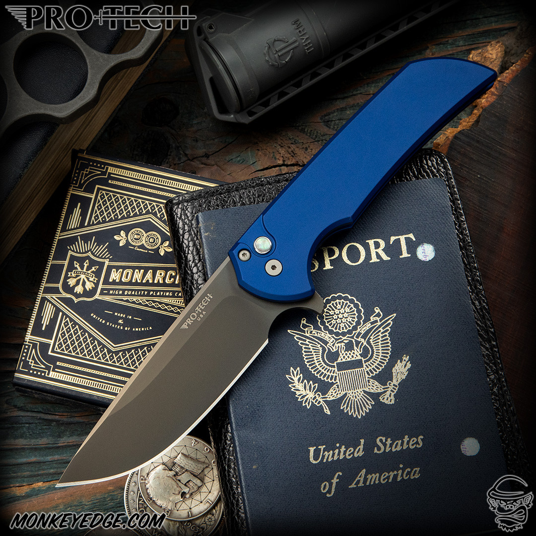 Monkey Edge - Pro-Tech Knives: Mordax - Smoke Grey/Blue - Blade Show