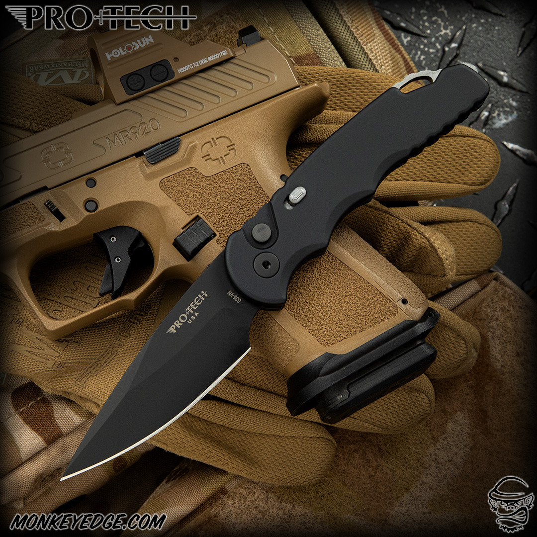 Monkey Edge - Pro-Tech Knives: TR-5 - Black/Black