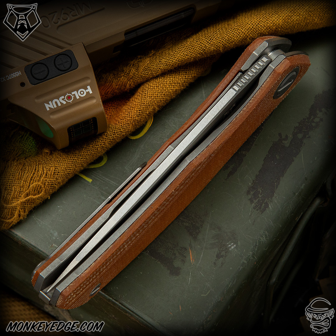 Monkey Edge - Shirogorov Knives: Q95 Ursus - Tumbled/Brown Micarta