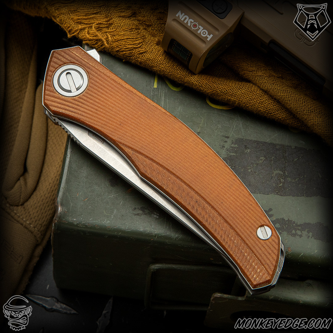 Monkey Edge - Shirogorov Knives: Q95 Ursus - Tumbled/Brown Micarta