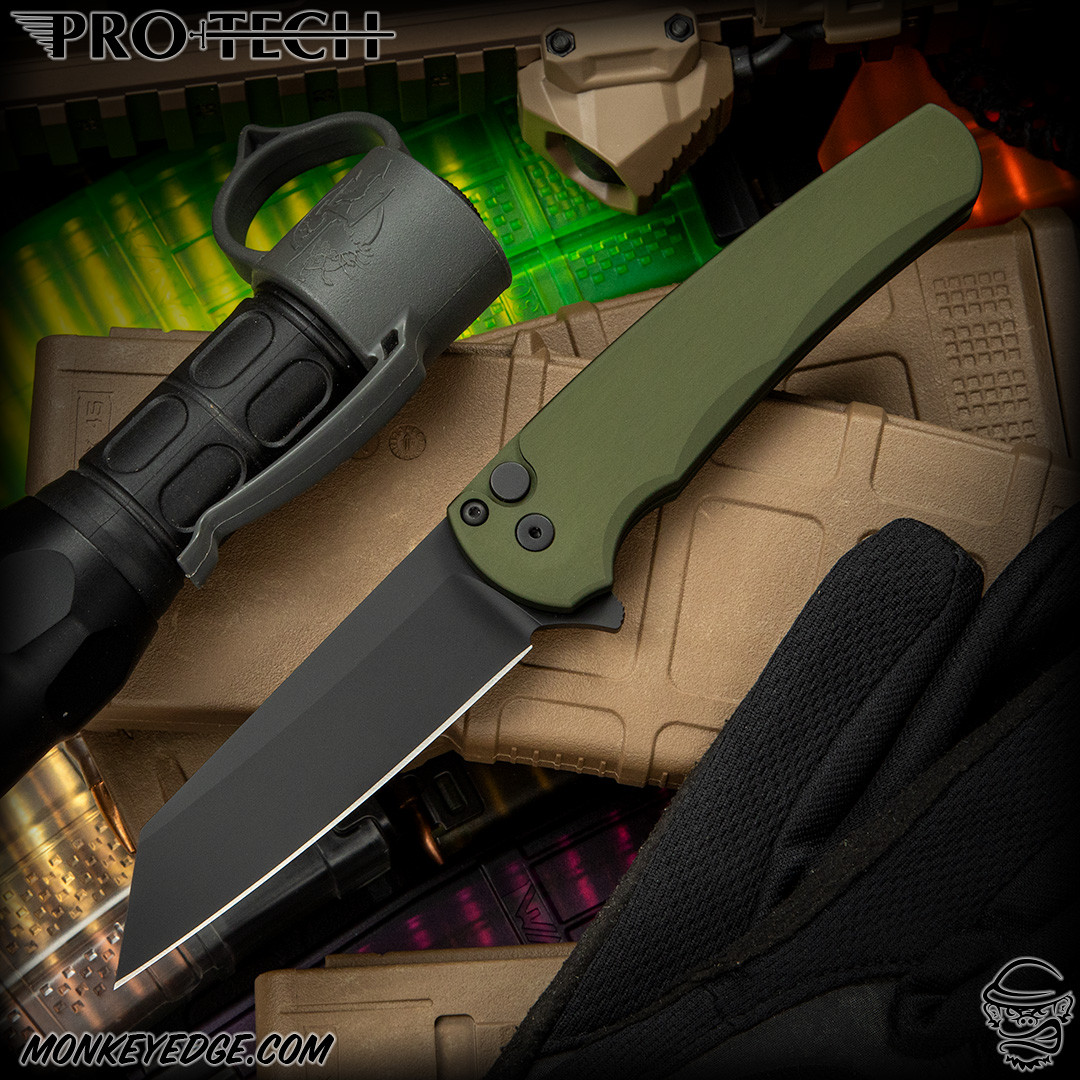Monkey Edge - Pro-Tech Knives: Malibu Reverse Tanto - Black/Green