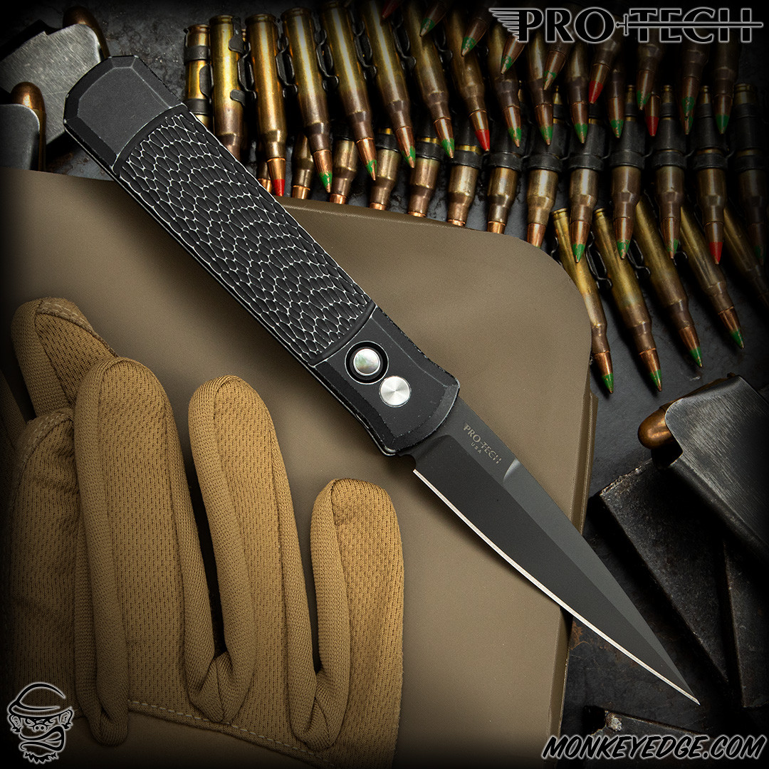Monkey Edge - Pro-Tech Knives: Godfather - Black/Battle Worn Black
