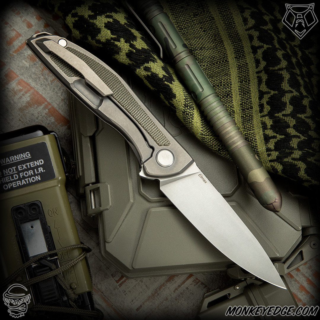 Monkey Edge - Shirogorov Knives: Neon NL - Tumbled/Green Micarta