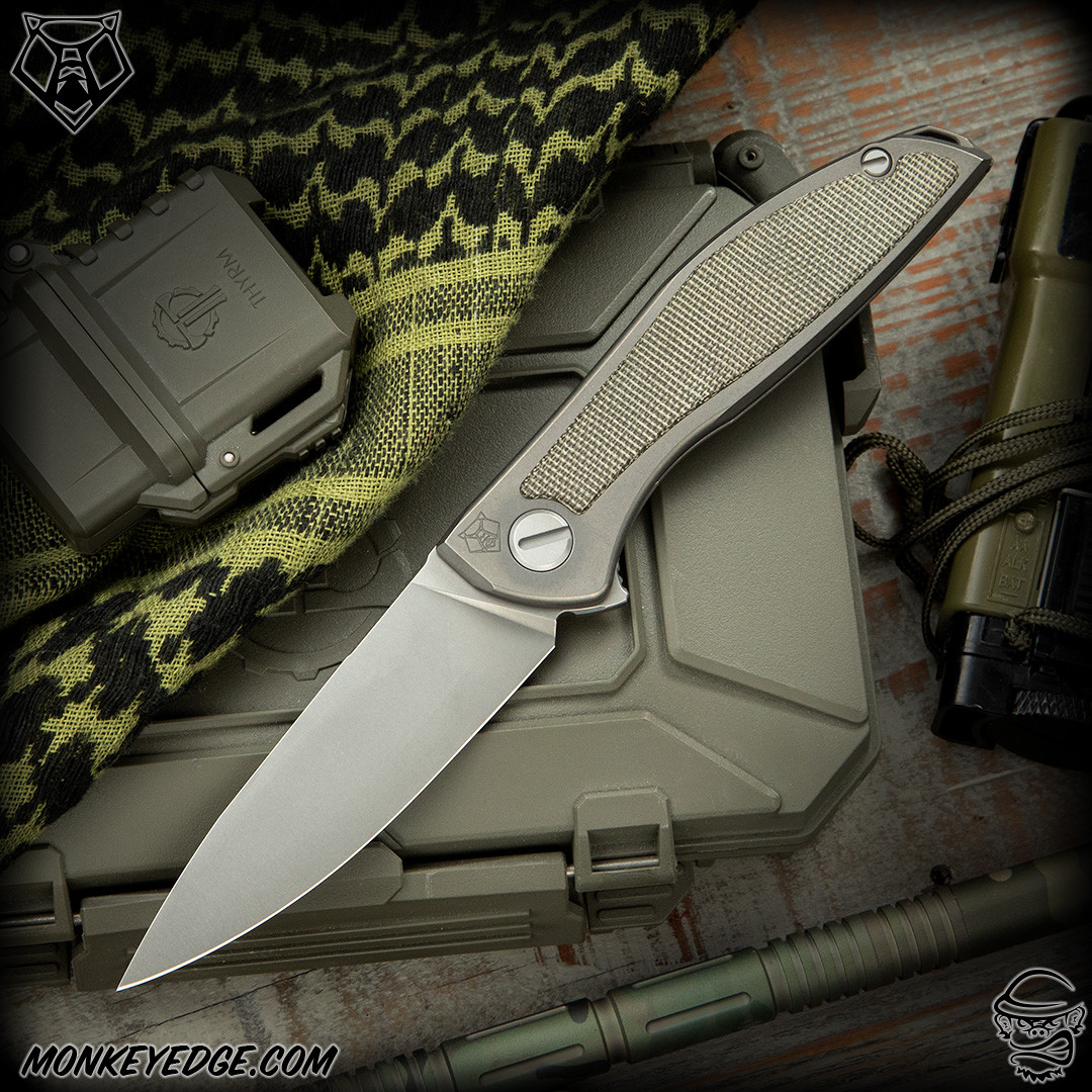 【ネロ】 Monkey Edge - Shirogorov Knives: Neon NL - Tumbled/Green Micarta