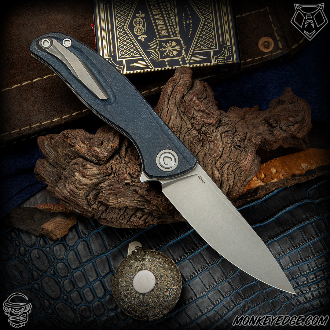 Monkey Edge - Shirogorov Knives: F95 Ursus - Tumbled/Blue Micarta