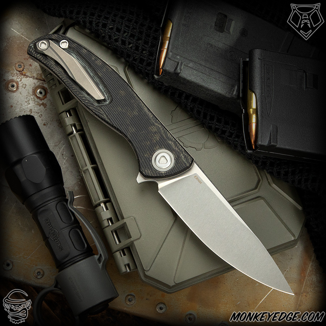 Monkey Edge - Shirogorov Knives: F95 Ursus - Tumbled/Black Micarta