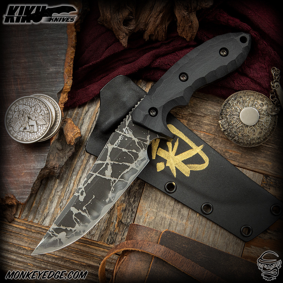 Monkey Edge - Kiku Matsuda Knives: Betsu-Kamui - Acid Washed/Black G10