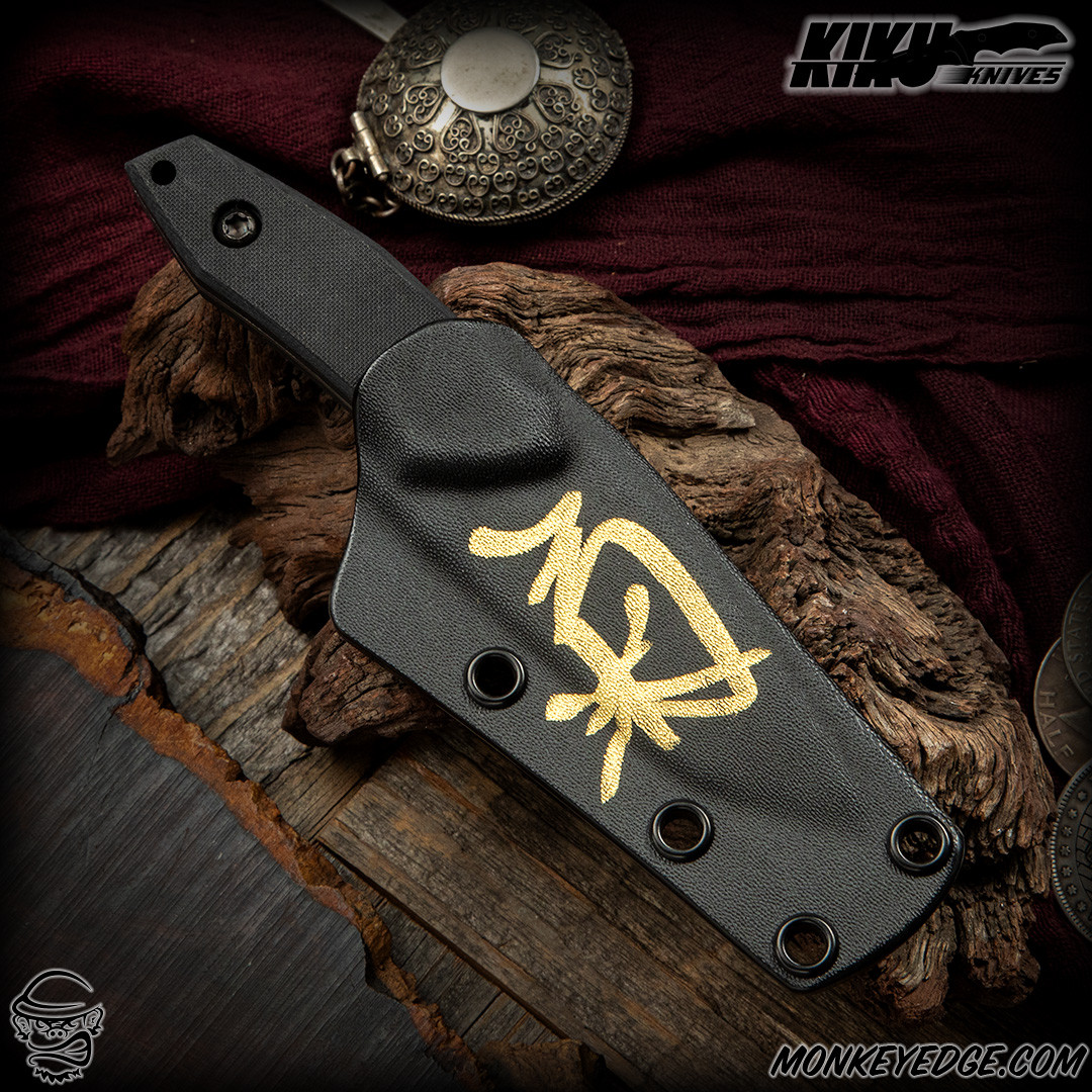 Monkey Edge - Kiku Matsuda Knives: Shin-Kajika - Acid Etched/Black G10