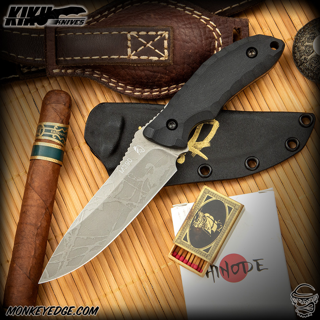 Monkey Edge - Kiku Matsuda Knives: Wakakusa - Acid Washed/Black G10
