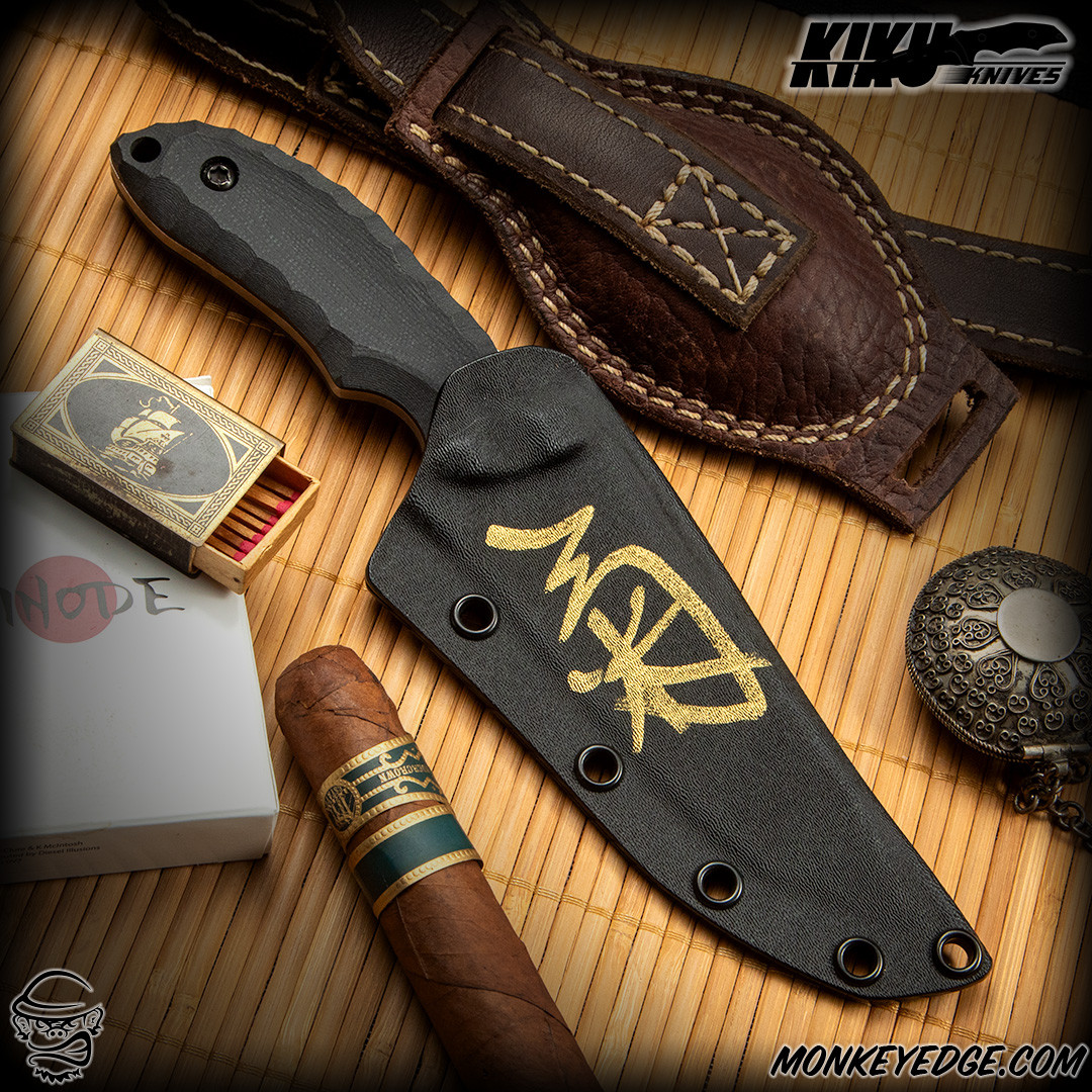 Monkey Edge - Kiku Matsuda Knives: Wakakusa - Acid Washed/Black G10