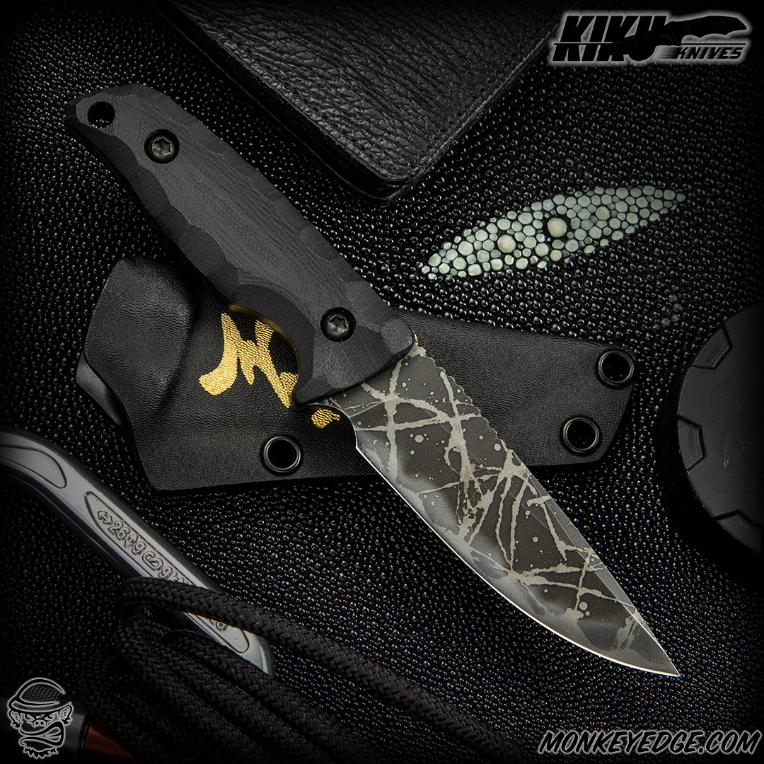 Monkey Edge - Kiku Matsuda Knives: Yamaboshi - Acid Etched/Black G10