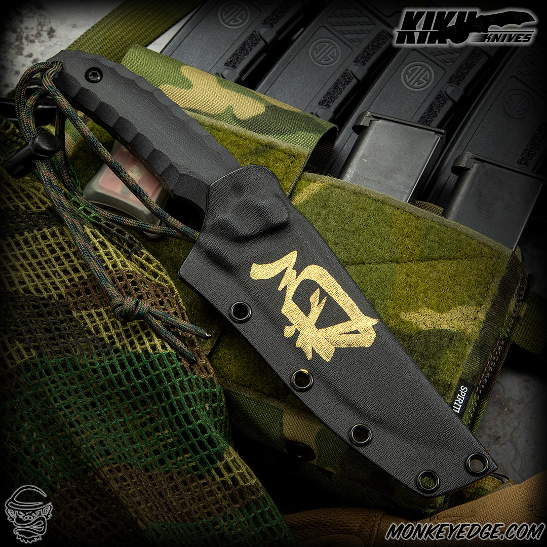 Monkey Edge - Kiku Matsuda Knives: Rimikiri - Acid Etched/Black G10