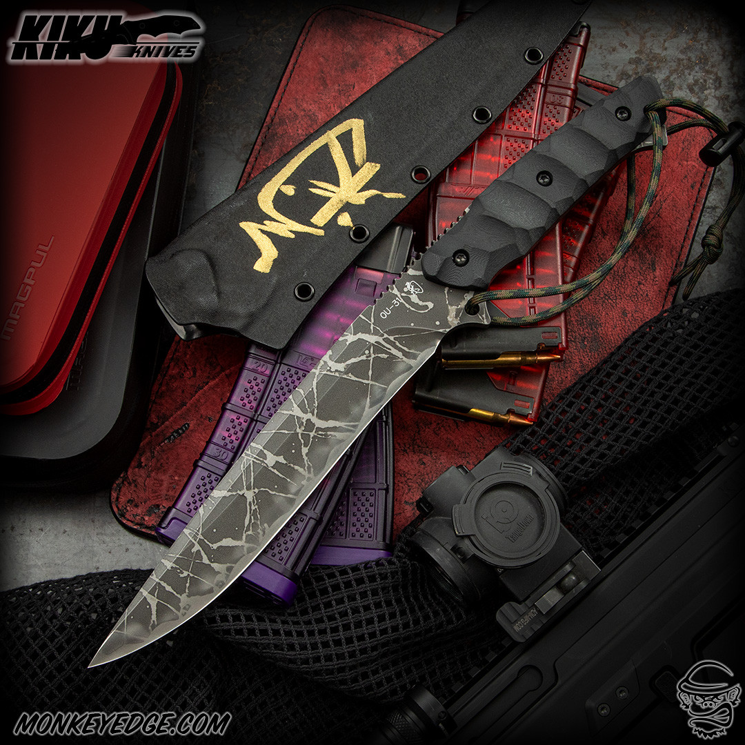 Monkey Edge - Kiku Matsuda Knives: Yoroi-Ryu - Acid Etched/Black G10