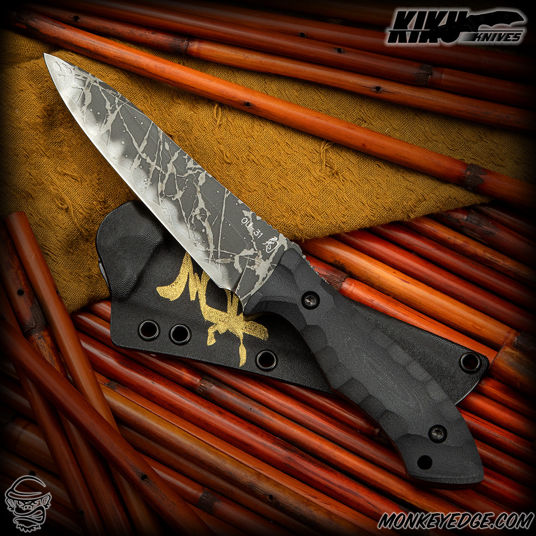 Monkey Edge - Kiku Matsuda Knives: Pathfinder - Acid Etched/Black G10