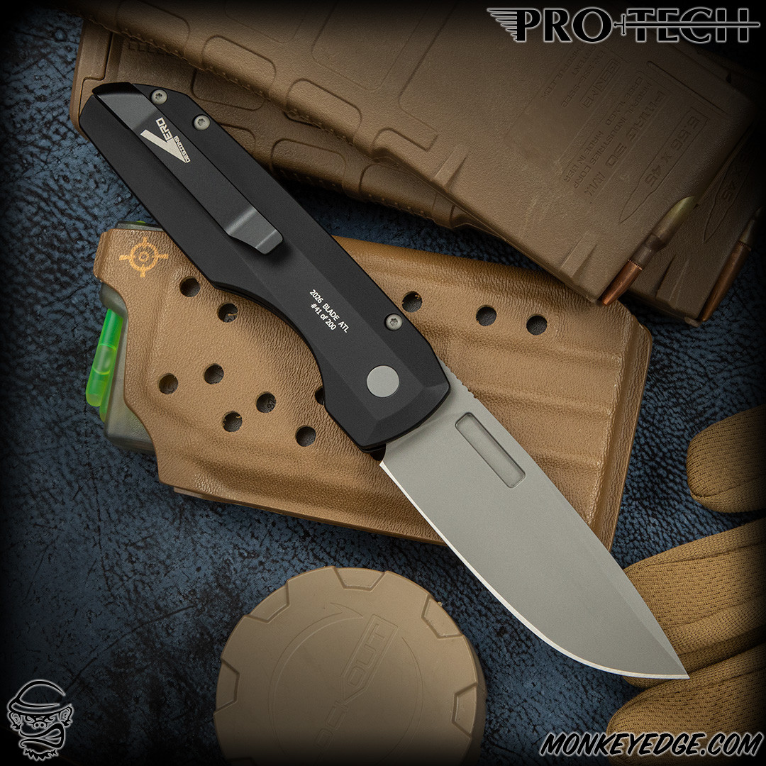 Monkey Edge - Pro-Tech Knives: Vero Synapse Auto - Blasted/Black
