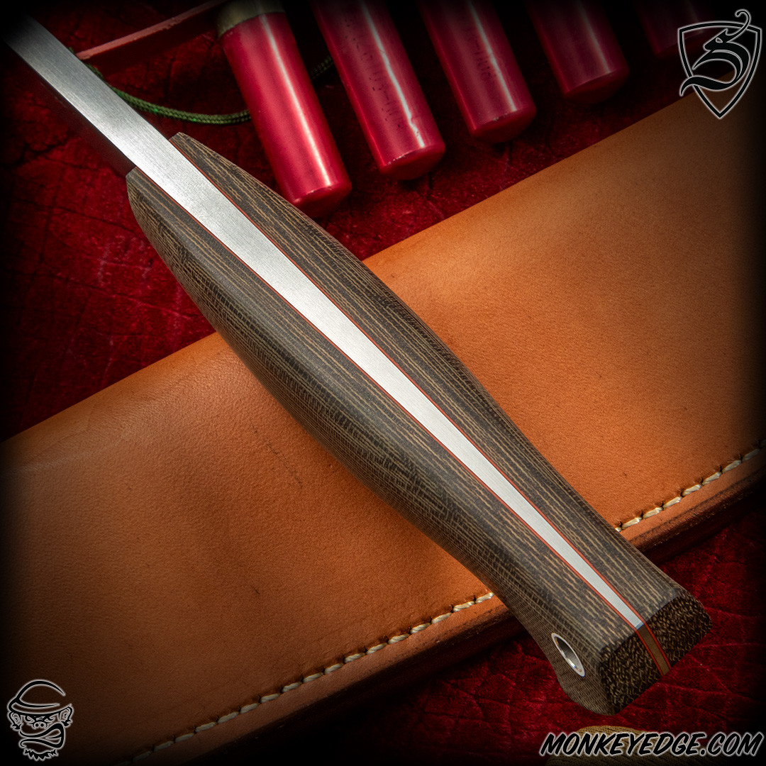 Monkey Edge - Sharpwerks: SBK - Blasted/Green Micarta w/Orange Liners
