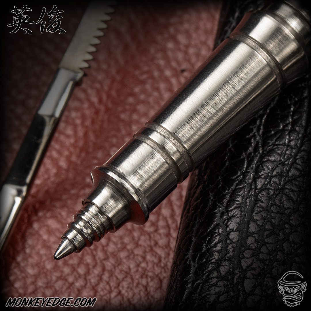 Monkey Edge - Hidetoshi Nakayama Knock Pen - Satin Knurled w/Clip