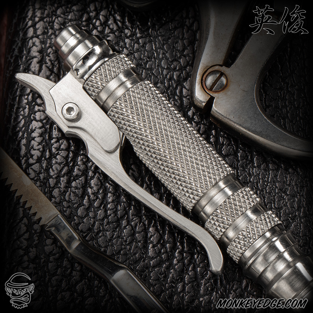 Monkey Edge - Hidetoshi Nakayama Knock Pen - Satin Knurled w/Clip