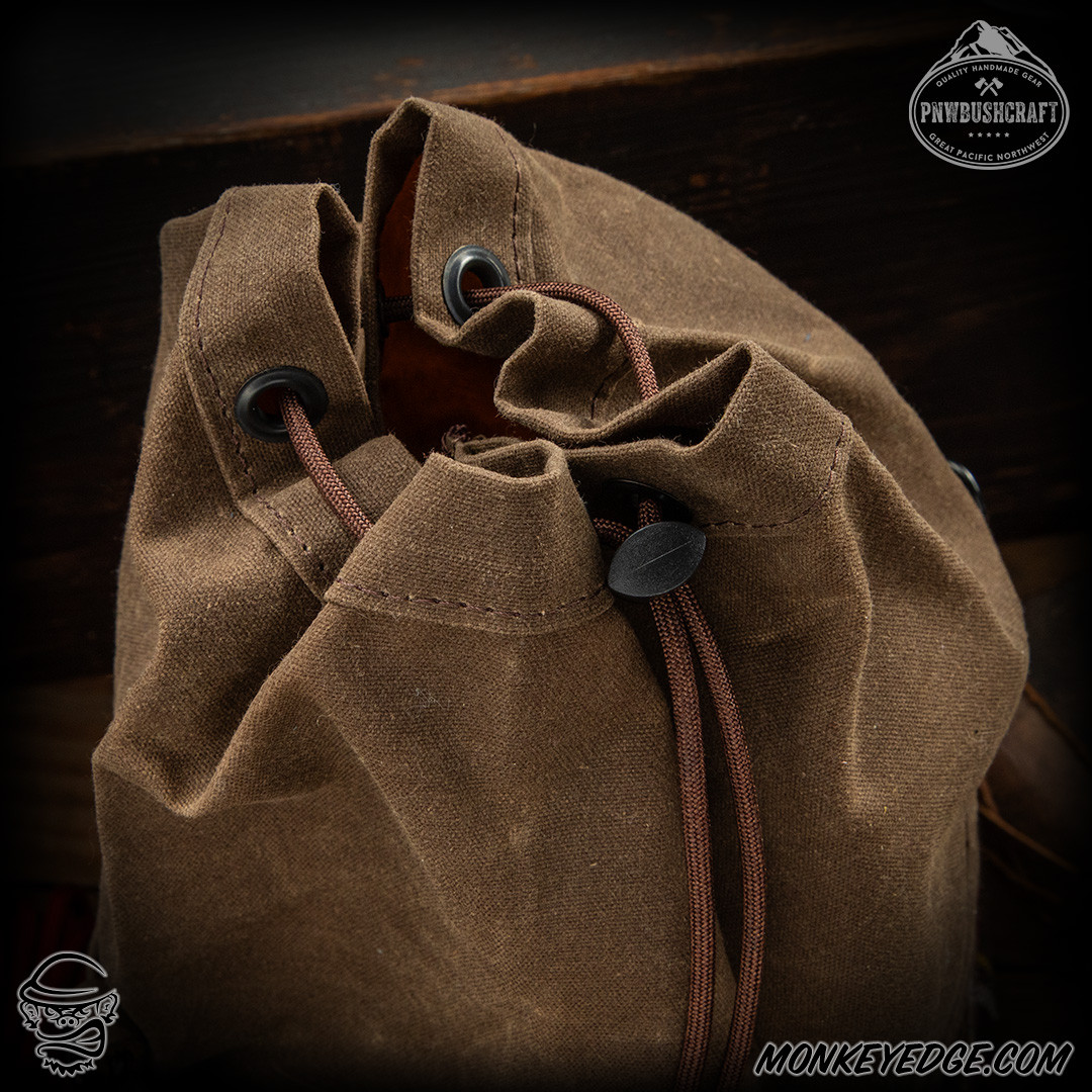 Monkey Edge - PNW Bushcraft Bucket Bag: Waxed Canvas - Brown/Flannel